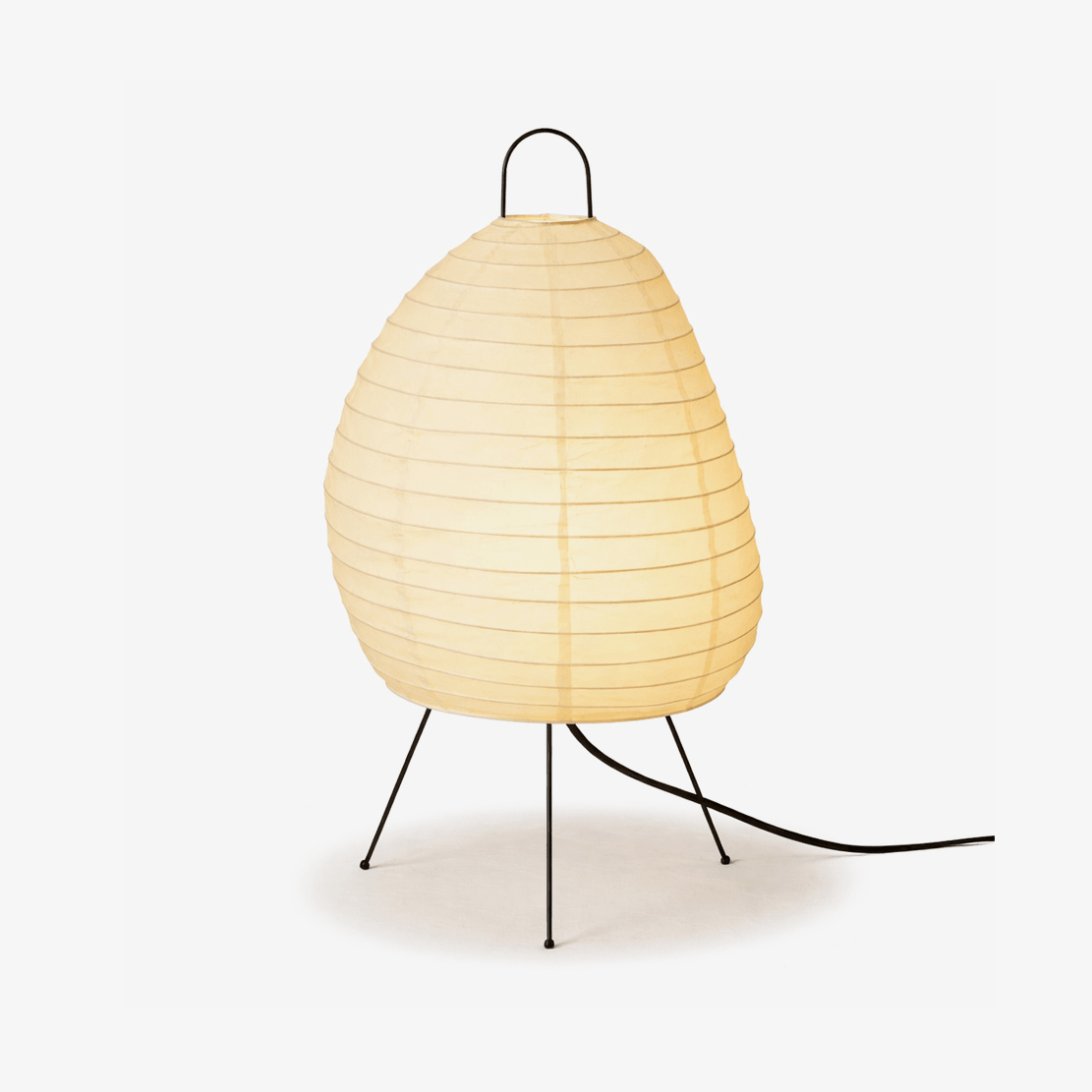 Komi Paper Table Lamp – Organic Minimalist Washi Shade with Black Iron Base