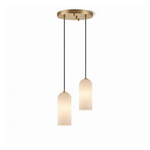 Monty Alabaster Pendant Light in Brass with Braided Cord