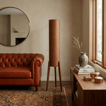 Terra Ink Column Floor Lamp – Sculptural Wooden Tripod Floor Light