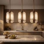 Ardin Textured Glass Pendant Light in Brushed Brass | Modern LED Hanging Lamp