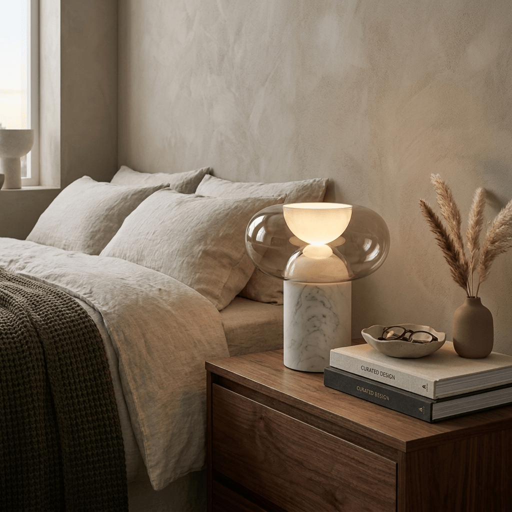 Halo Alabaster Table Lamp – Sculptural LED Accent Light for Modern Interiors