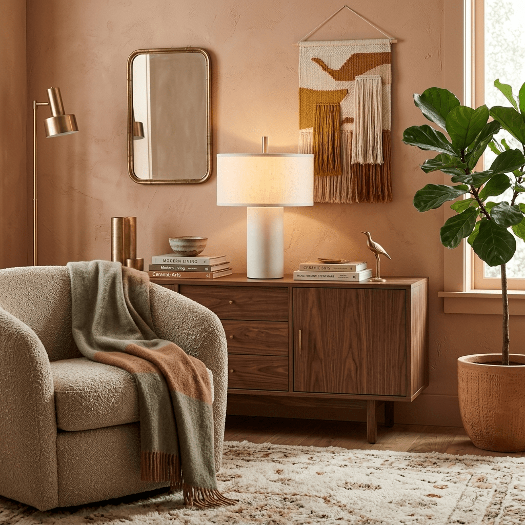 Orvane Minimalist Table Lamp with Marble Base and Fabric Shade