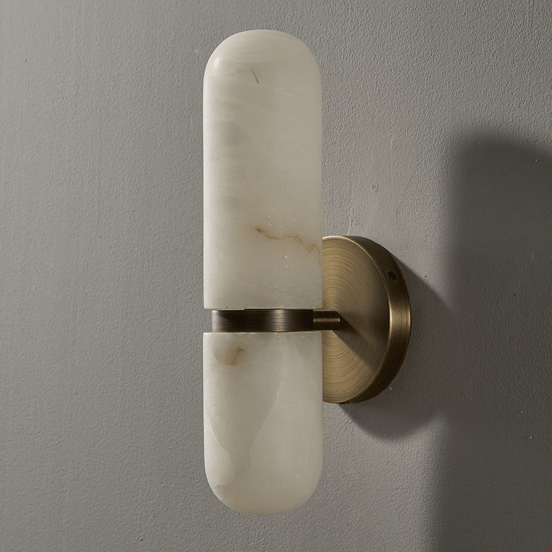 Alabaster Capsule Wall Sconce in Brass | Modern Bedroom & Hallway Lighting