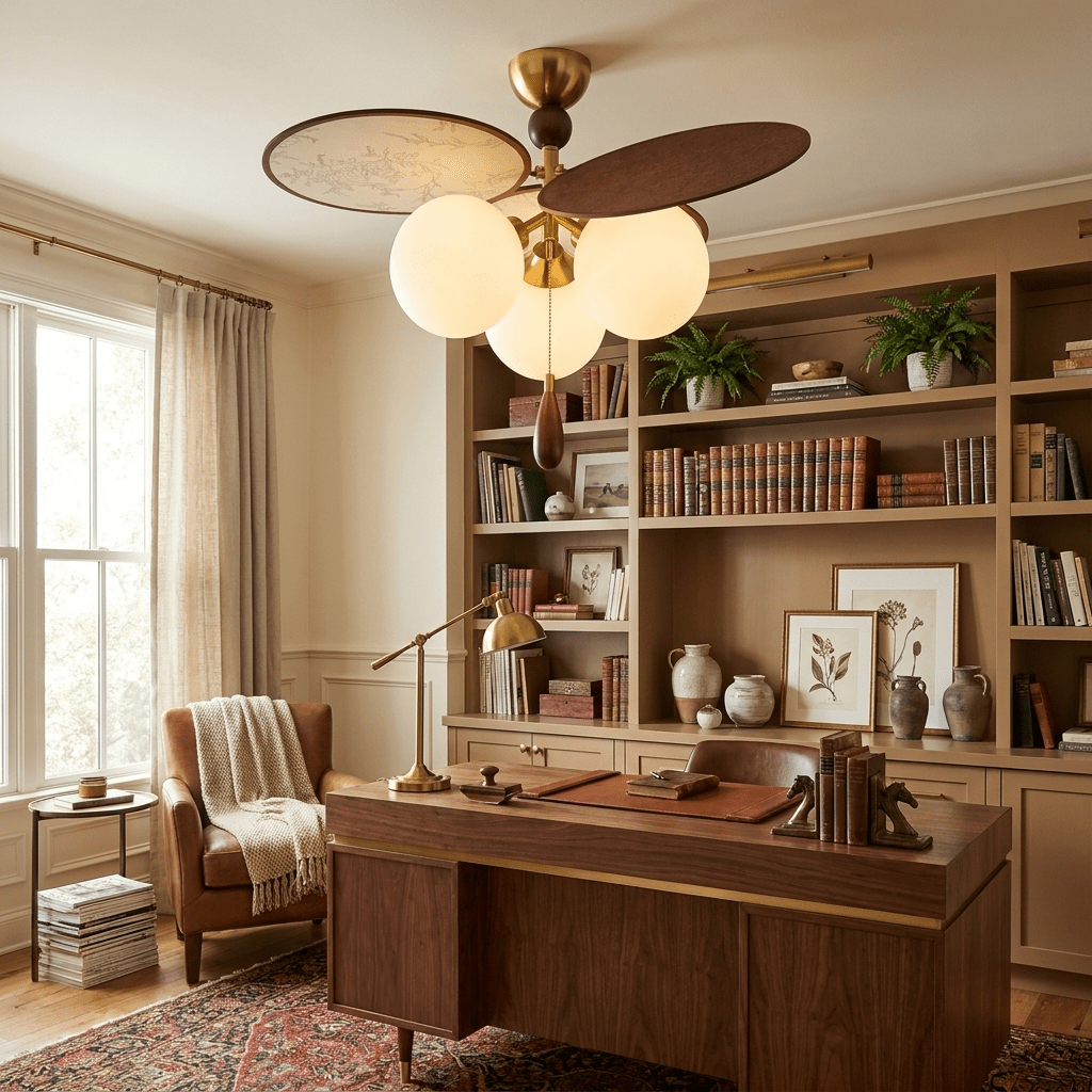 Artisan Floral Disc Ceiling Light with Opal Glass Globes