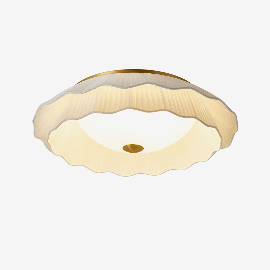 Belle Epoque Pleated Flush Mount Ceiling Light in Walnut and White