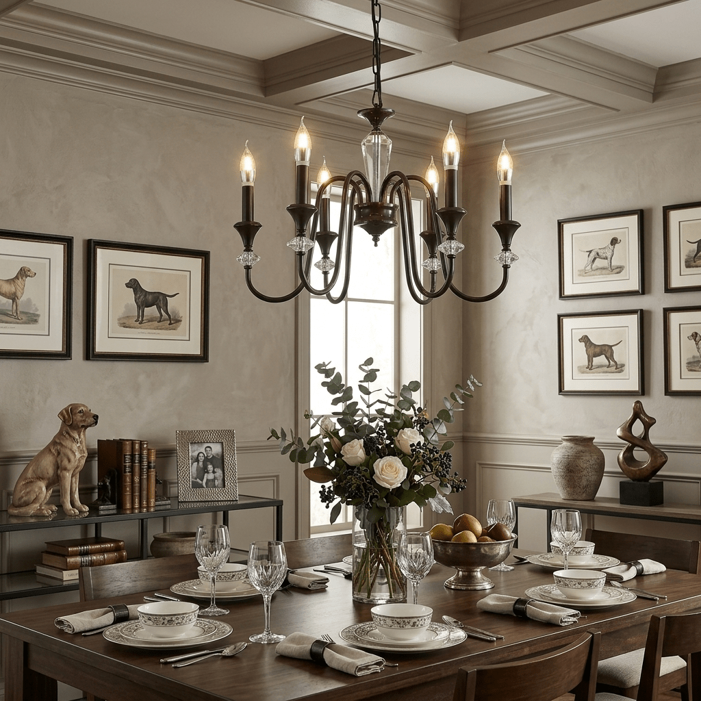 Noir Candelabra Chandelier — Modern Matte Black Glass Chandelier for Dining Room and Living Room