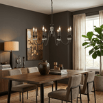 Noir Candelabra Chandelier — Modern Matte Black Glass Chandelier for Dining Room and Living Room
