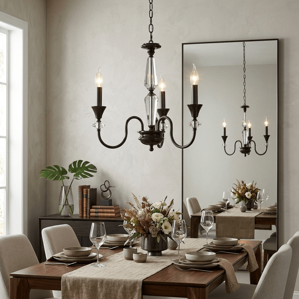 Noir Candelabra Chandelier — Modern Matte Black Glass Chandelier for Dining Room and Living Room