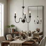 Noir Candelabra Chandelier — Modern Matte Black Glass Chandelier for Dining Room and Living Room