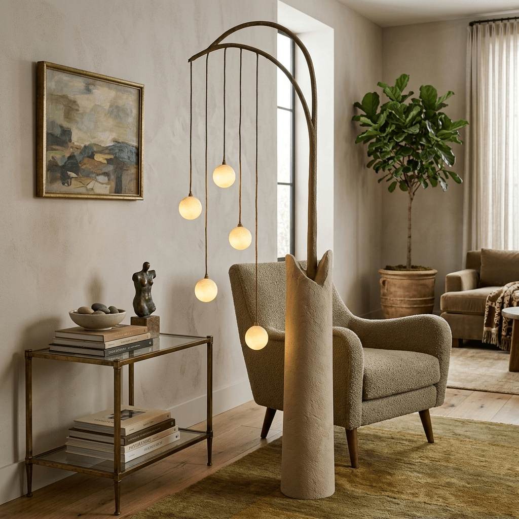 Willow Glow Sculptural Floor Lamp with Organic Form