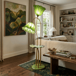 Lotus Bloom Floor Lamp with Leaf Table – Modern Designer Lighting for Living Room & Bedroom