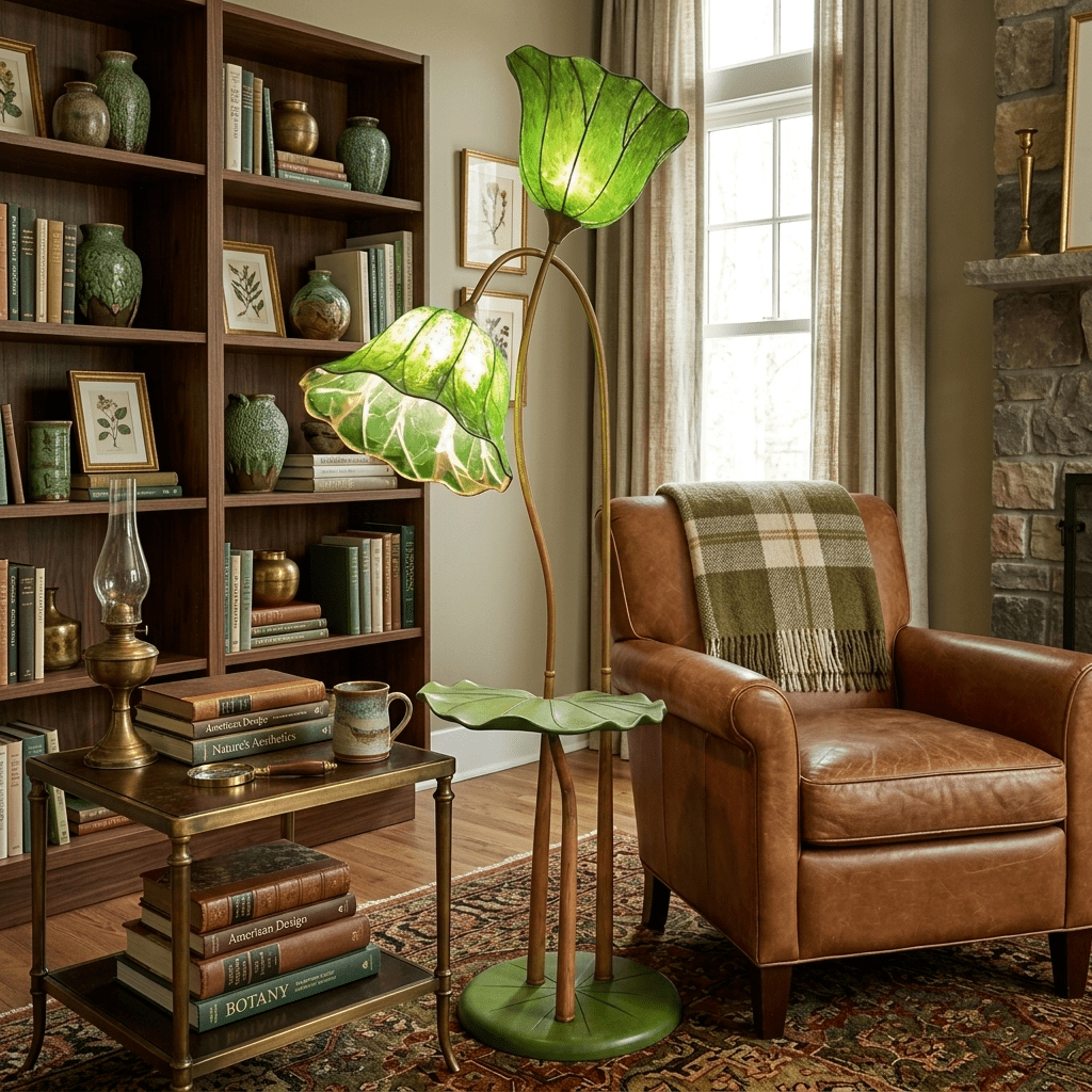 Lotus Bloom Floor Lamp with Leaf Table – Modern Designer Lighting for Living Room & Bedroom