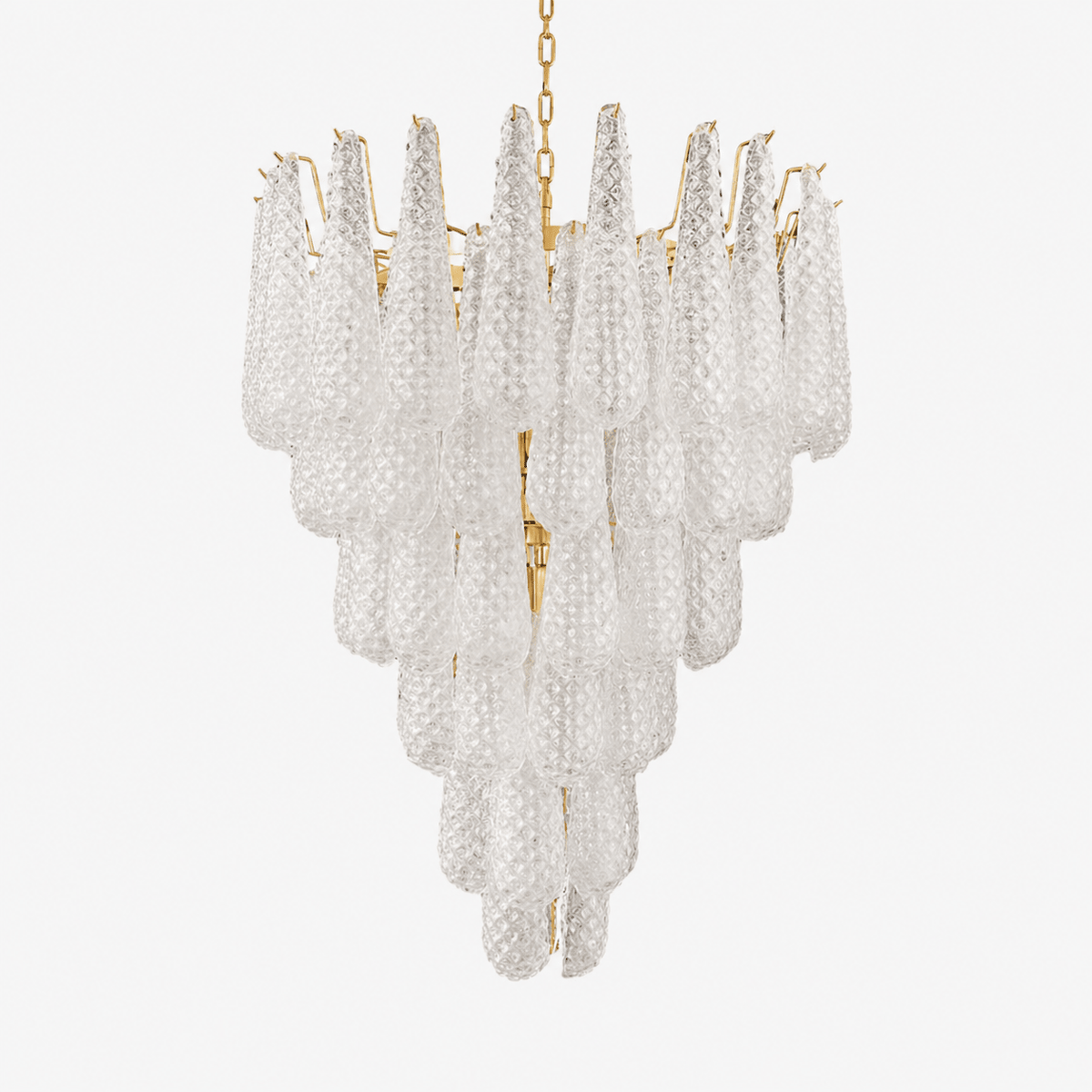 Artisan Glass Pinecone Chandelier in Nickel or Gold
