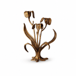 Botanical Bloom Antique Brass Candle Holder Sculptural Table Decor