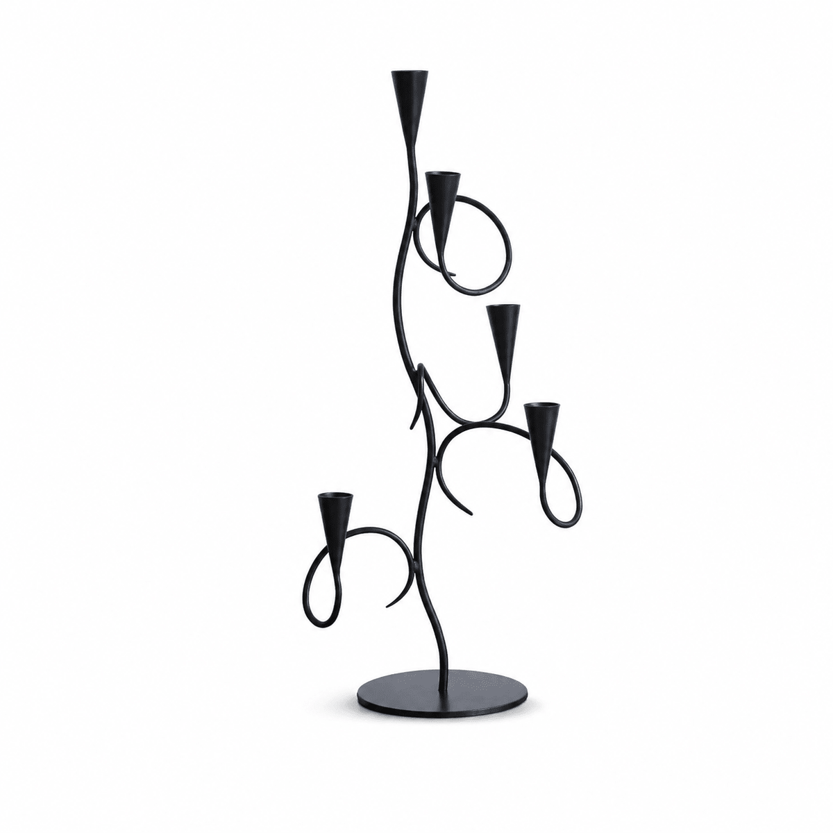 Iron Vine Sculptural Candle Holder – Modern Black Metal Centerpiece