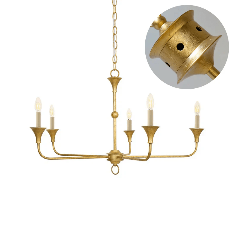 Elara Candle Chandelier – Modern Brass Candelabra Chandelier for Dining Room