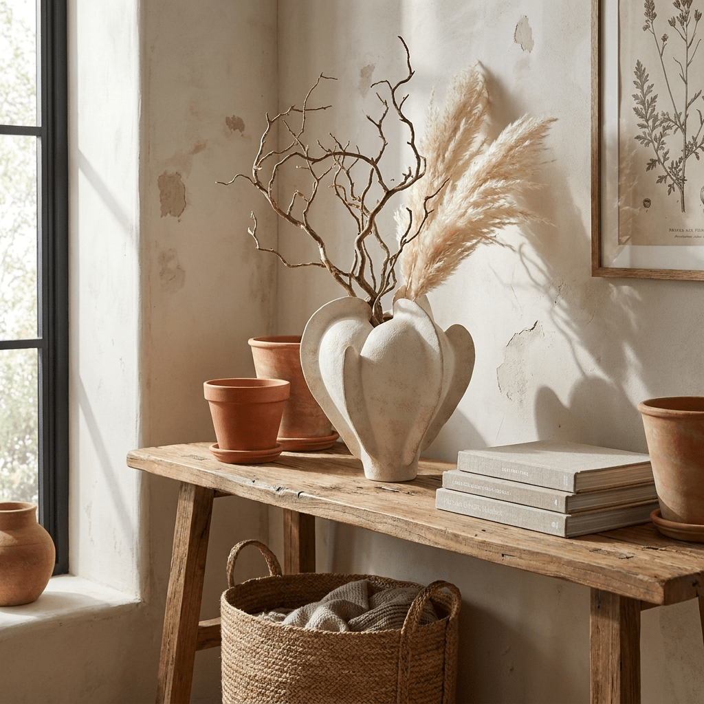 Magnolia Bloom Hand-Thrown Stoneware Sculptural Vase for Modern Interiors