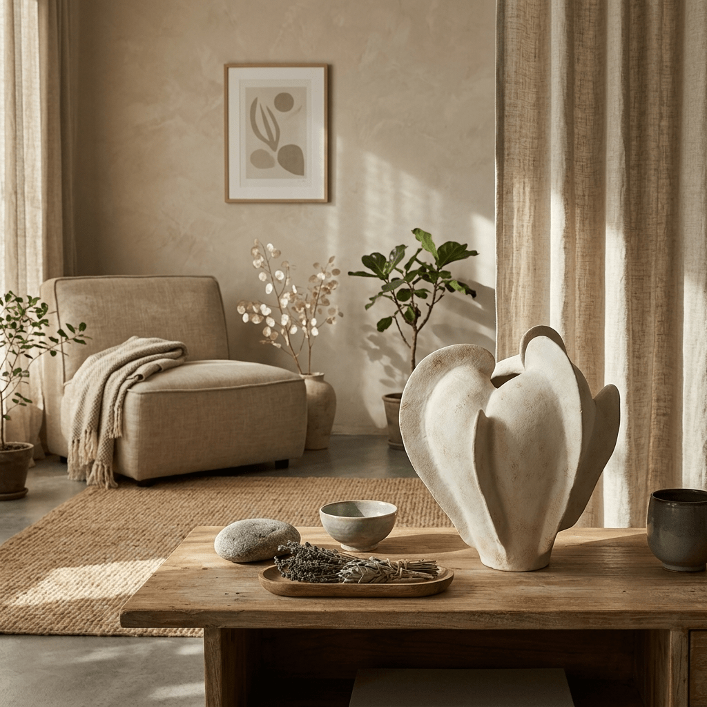 Magnolia Bloom Hand-Thrown Stoneware Sculptural Vase for Modern Interiors