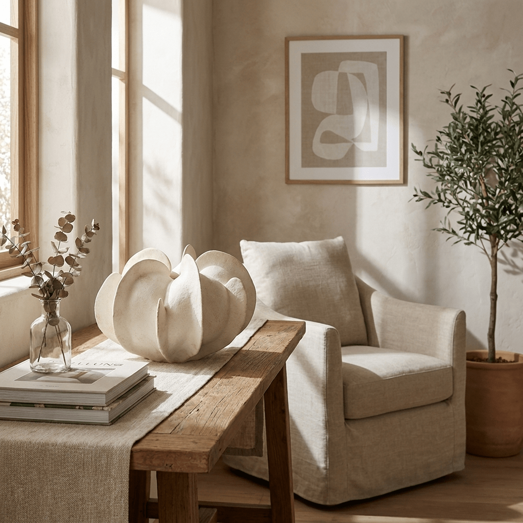 Magnolia Bloom Hand-Thrown Stoneware Sculptural Vase for Modern Interiors