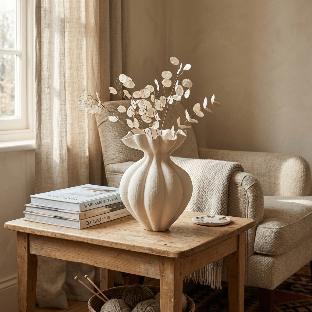 Fluted Bloom Ceramic Vase – Hand-Thrown Stoneware Sculptural Vessel