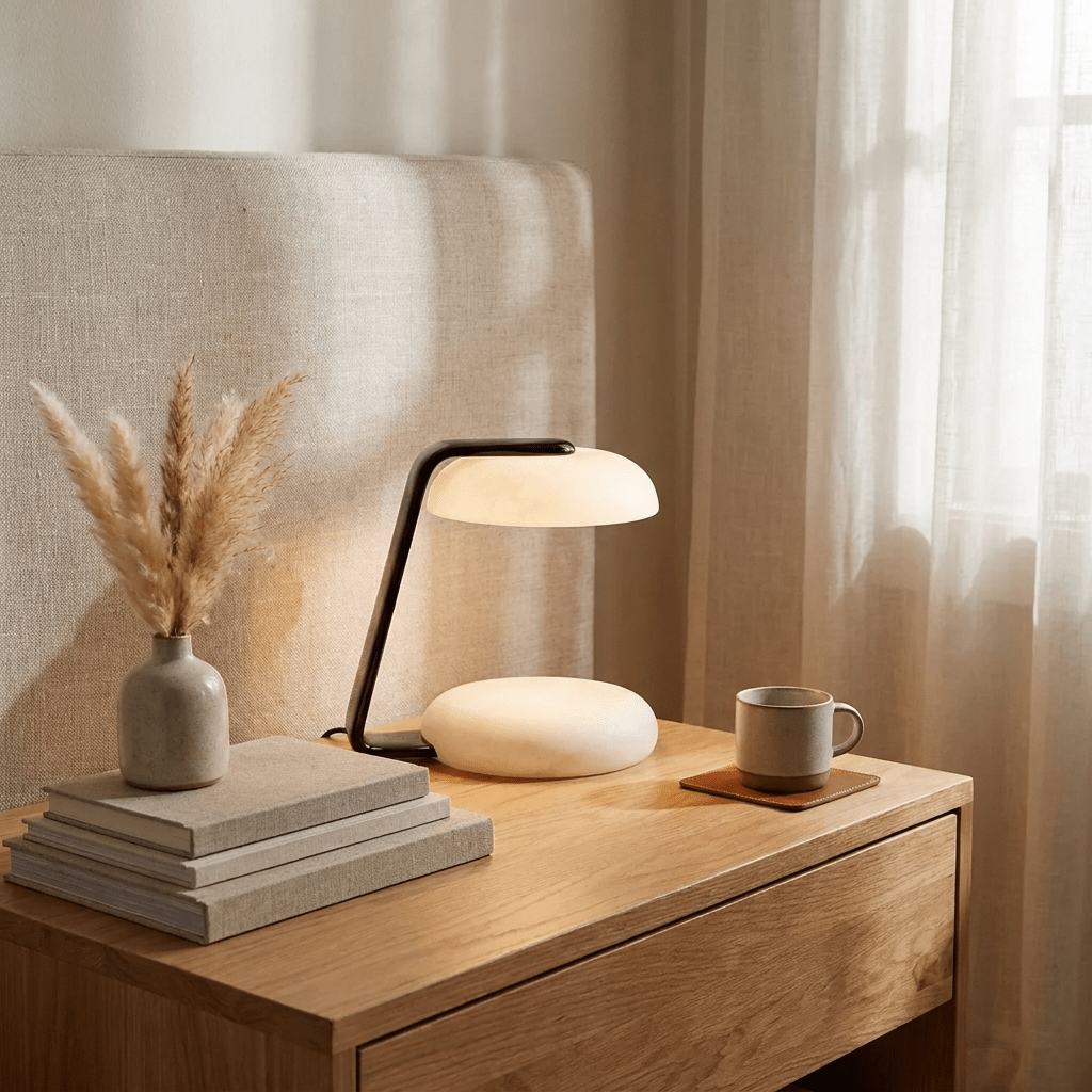 Petralis Alabaster Table Lamp – Hand-Carved Stone Desk Light