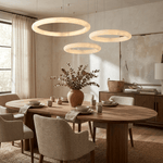 Halo di Pietra Alabaster Ring Chandelier in Brushed Brass