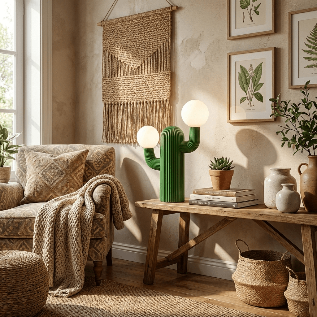 Playline Cactus Sculptural Table Lamp with Frosted Glass Globes