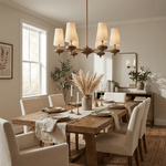 Orlan Walnut Brass Velvet Chandelier for Dining Room