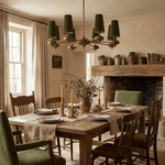 Orlan Walnut Brass Velvet Chandelier for Dining Room