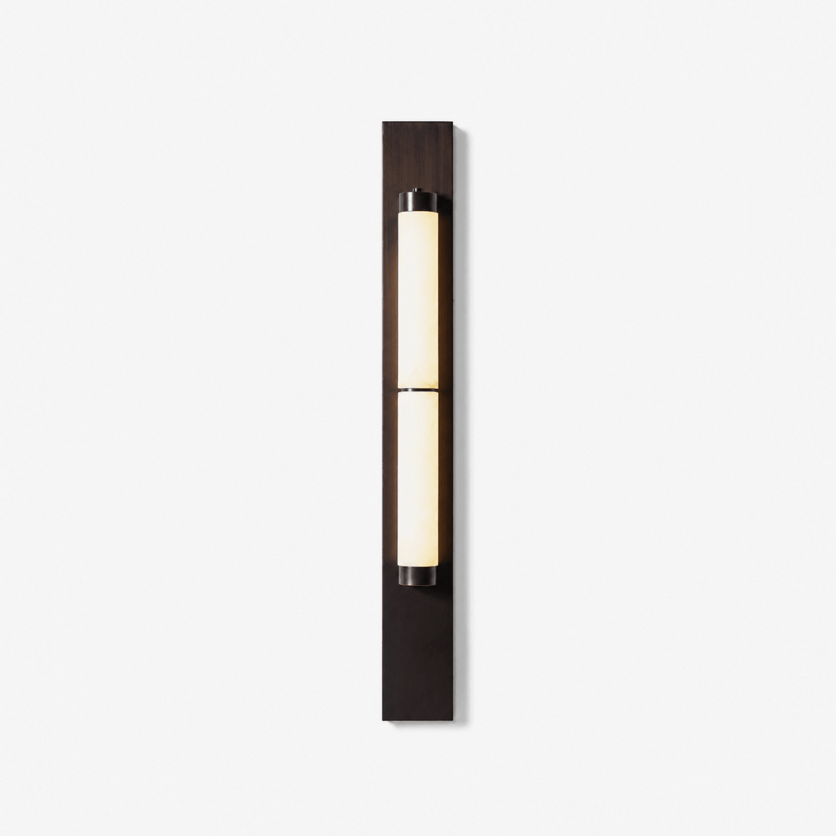 Columnar Alabaster Wall Sconce in Bronze Brass
