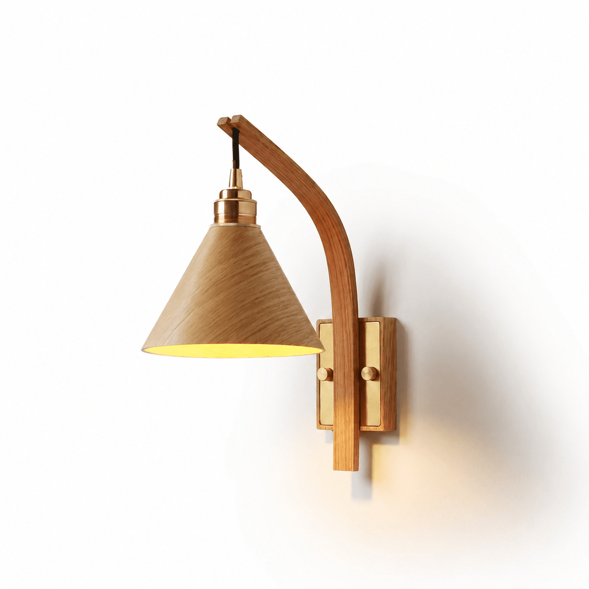 Camber Arc Wall Sconce — Sculpted Wood & Brass Wall Light