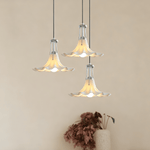 Mugena Floral Glass Pendant Light in Chrome for Dining and Living Spaces