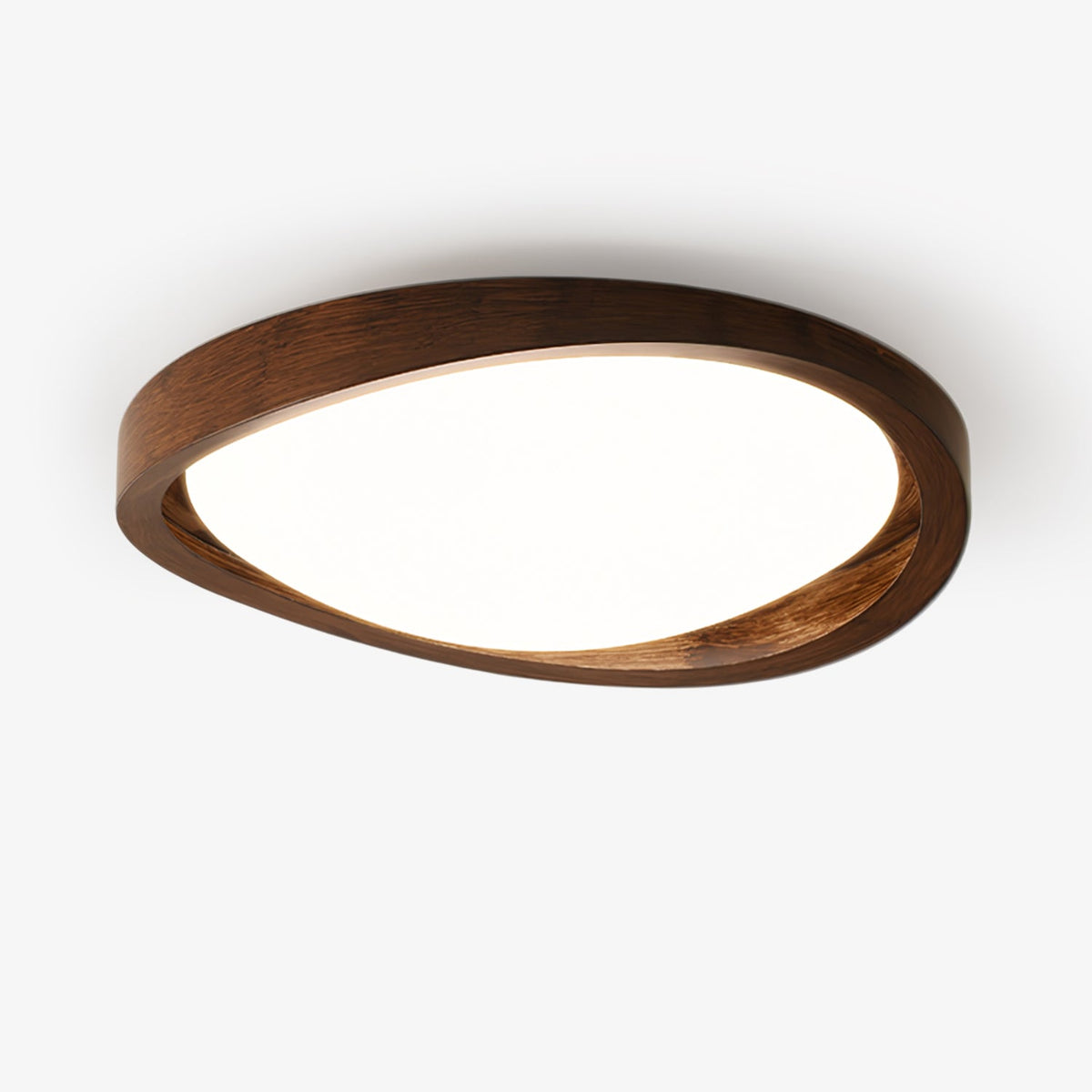 Walnut Curved Edge Ceiling Light – Modern Flush Mount LED Fixture