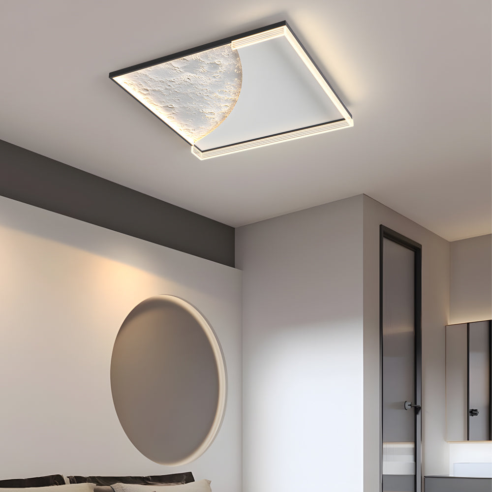 Geometric Simple Lunar Texture 3 Step Dimming Led Modern Ceiling Lamp