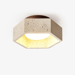 Hexa Core Travertine Ceiling Light – Modern Flush Mount for Living Spaces