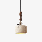 Heritage Stone Pendant Light in Travertine and Wood