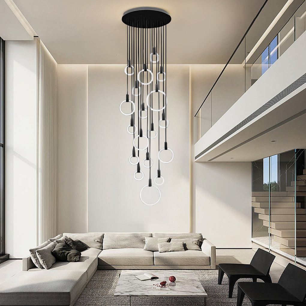 Minimalist Nordic Duplex Stair Chandelier Ha084864