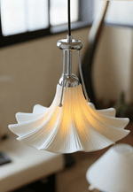 Mugena Floral Glass Pendant Light in Chrome for Dining and Living Spaces
