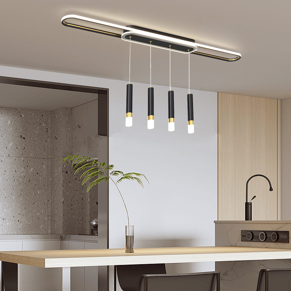Long Circular Three Step Dimming Led Modern Ceiling Light Fixture Hanging Lamp