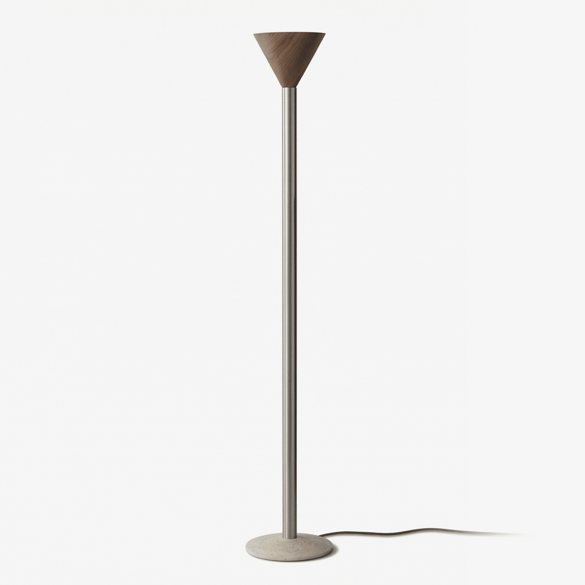 Arven Cone Floor Lamp – Sculptural Wood & Metal Standing Light for Modern Interiors