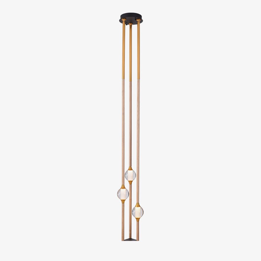 Droplet Pendant Light with Wood and Brass Accents