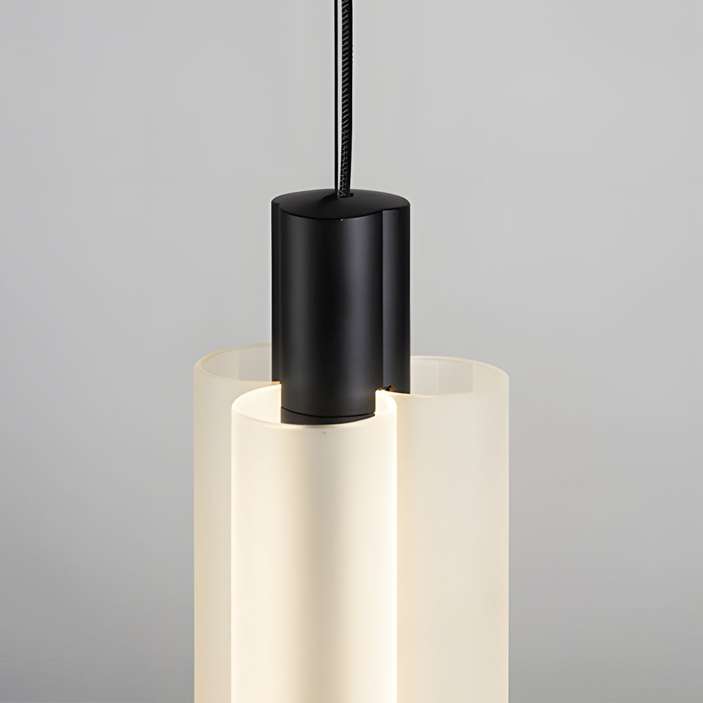 1 2 3 Heads Acrylic Cylinder Pendant Lights Modern Hanging Lamp In Gold Black