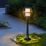 Matte Black Solar Caged Lantern for Modern Outdoor Spaces