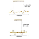 6 8 Light 3Step Dimming Glass Ball Led Long Dining Room Chandelier