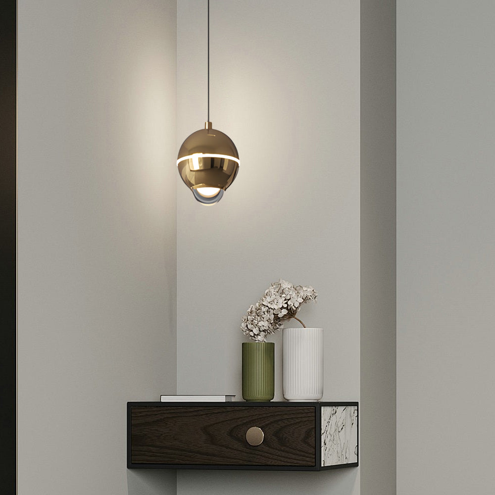 Small Metal Ball 3 Step Dimming Led Modern Pendant Lights With Spotlights