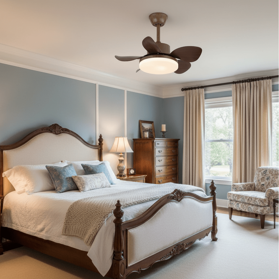 Terra Walnut Ceiling Fan with Integrated LED Light