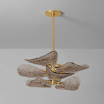 Cardiff Modern Glass Chandelier with Gold Leaf Finish for Dining Room and Living Room