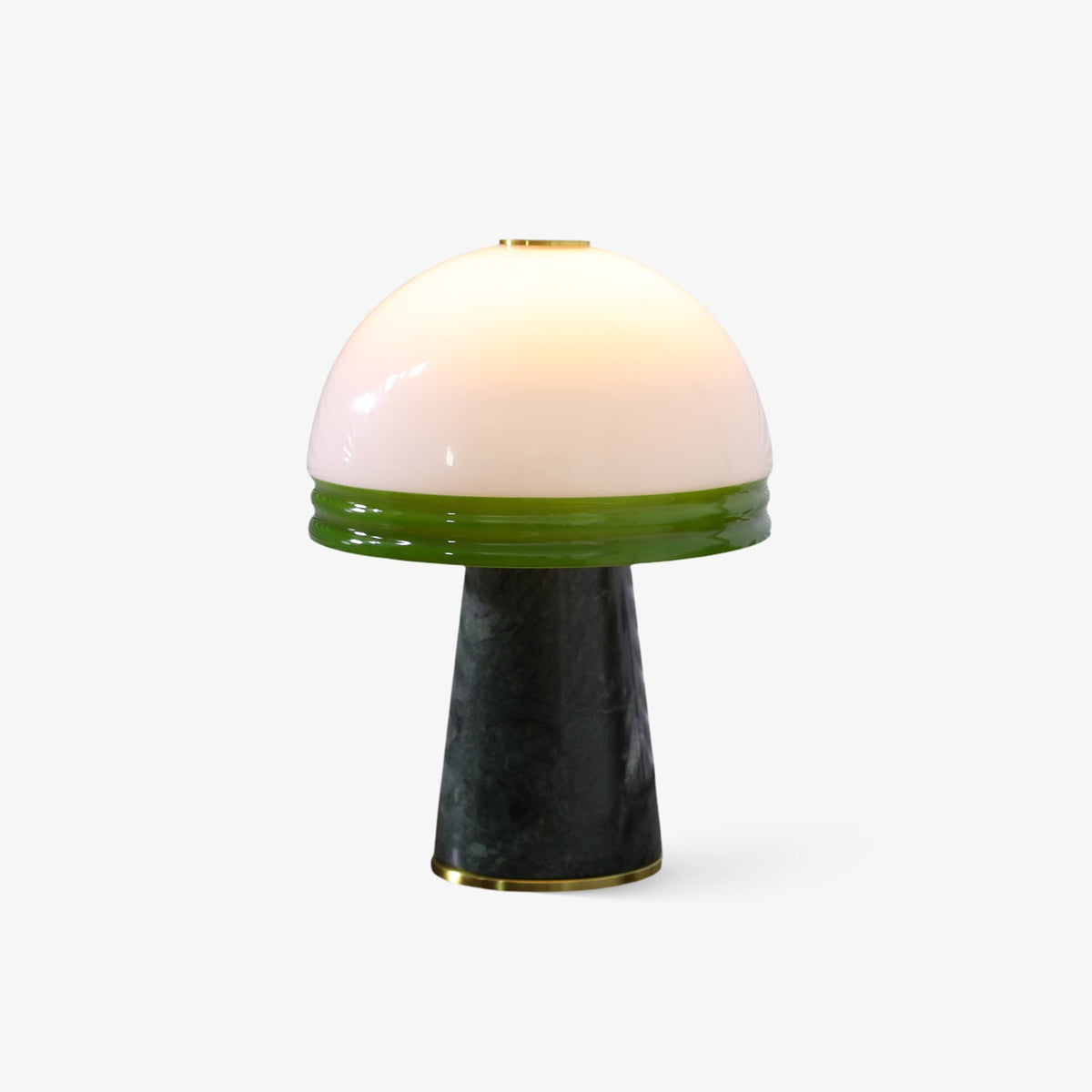 Verdura Dome Small Table Lamp in Marble and Brass with Green Glass Accent