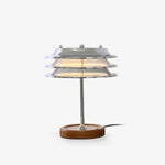 Calystron Sculptural Chrome Table Lamp with Leather Accent