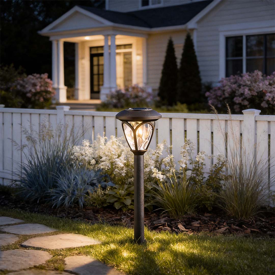 Modern Solar Path Lights Set of 2 with Frosted Glass Shades